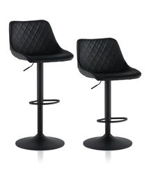 TUKAILAI Lot de 2 tabourets de Bar, pivotants, en Cuir synthétique Brillant, avec Dossier, pour Cuisine, Moderne, avec Repose-Pieds, pivotant à 360 °, Hauteur réglable, Repose-Pieds - Noir