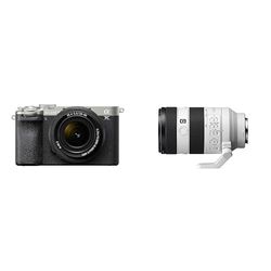 Sony Alpha 7CII Full-Frame spiegelloze camera, (zilver) + Sony SEL2860 compacte standaard zoomlens & Sony FE 70-200mm F4 Macro G OSS Ⅱ MILC/SLR Téléobjectif zoom Noir, Blanc