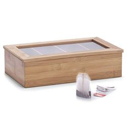 Zeller 25326 Caja para Las Bolsitas de Té, Madera, Marrón, 33.5x20x9 cm