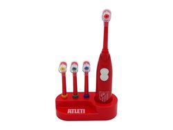 CyP Brands-Atlético de Madrid Brosse à dents, toilettes, hygiène buccale, brosse vibrante, fonctionne à piles, couleur rouge, produit officiel