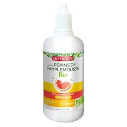 SUPERDIET- EXTRAIT DE PÉPINS DE PAMPLEMOUSSE BIO- Titré en flavonoïdes à 420 mg -Vitalité- Sans alcool - Flacon compte-goutte de 100 ml