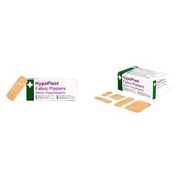 Safety First Aid Group HypaPlast Fabric Plasters, 7.2 x 2.5 cm (Pack of 100) Sterile Hypoallergenic & HypaPlast Fabric Plasters, Assorted (100) Sterile Hypoallergenic