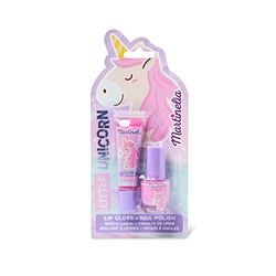 Martinelia Duo Vernis et Gloss Enfant Licorne - Set Avec 1 Vernis Rose et 1 Gloss Paillette à la Fraise- Vernis à Ongles Enfant Rose - Vernis Enfant & Gloss Licorne dès 4 Ans