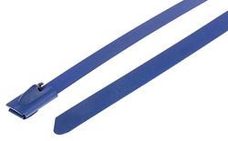 RS PRO Bridas de acero inoxidable con revestimiento de poliéster, cierre de bola, azul, 7,9 mm x 360 mm, 100 unidades, paquete de 100 unidades