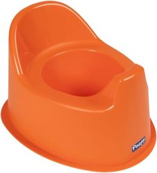 Nouveau pot anatomique orange pour enfants avec dossier et grande assise, base élargie pour une sécurité maximale