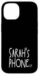 Sarah's Phone Nom personnalisé Sarah Blanc Noir Coque pour iPhone 14