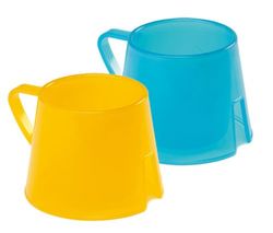 Vital Innovations GmbH Steady Cup Stapelbare drinkbeker, drinkbeker met handvat en extra brede bodem (voorkomt omkantelen) voor zelfstandig drinken voor kinderen (set van 2) blauw/geel