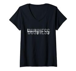 Mujer Beauty Is My Business - Esteticista con licencia para el cuidado de la piel Groovy Camiseta Cuello V