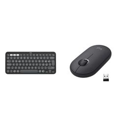 Logitech Pebble Keys 2 K380s, tastiera Bluetooth multidispositivo & Pebble Mouse wireless con Bluetooth o ricevitore da 2,4 GHz, mouse sottile per computer