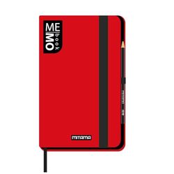 Mitama Large Red Notebook - Memo Book - Notebook - Soft Touch Cover - Inner Pocket + Pencil Included - Squared Sheets 5 mm - 13 x 21 cm