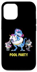 Carcasa para iPhone 12/12 Pro Flotador de unicornio de dinosaurio para fiesta en la piscina