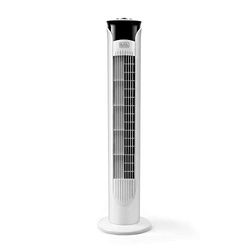 Black+Decker BXEFT47E oscillerende torenventilator, stil, 81 cm hoog, 3 snelheden, 2 uur timer, antislip bodem, draaggreep, sterke luchtstroom, wit
