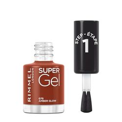 Rimmel, Vernis à Ongles Super Gel, 075 Amber glow, Vernis Gel, Résultat Professionnel, Longue Tenue, Sèche comme un Vernis Classique, 12 ml