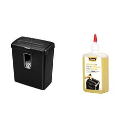 Fellowes Distruggi documenti a frammento FS-6C, 6 fogli, cestino da 15 litri + Olio Lubrificante per Distruggidocumenti, 355 ml