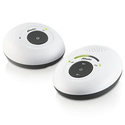 Baby Monitor Alecto DECT - Baby Monitor audio con portata di 300 m - Baby Monitor Full ECO - Compreso adattatore e batterie ricaricabili - 100% senza interferenze - Bianco/Grigio