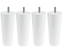 Margot Conjunto de 4 pernas para sommier de madeira, 7,5 x 7,5 x 20 cm, madeira, branco, 7,5 x 7,5 x 20 cm
