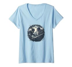 Mujer Vikingo nórdico con espada Camiseta Cuello V