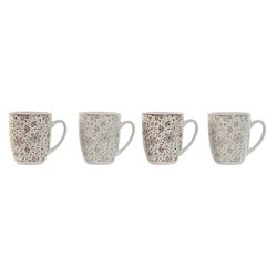 MUG SET 4 PORCELANA 12X9X10,5 340ML FLORES BEIGE