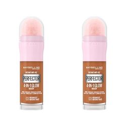 Maybelline New York Instant Anti Age Rewind Perfector, 4-In-1 Glow Primer, Concealer, Highlighter, Self-Adjusting Shades, Evens Skin Tone with a Glow Finish, Shade: 0.3 Medium Deep (Pack of 2)