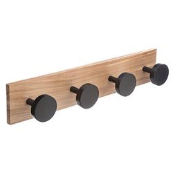 5 five simply smart Patère à 4 têtes - 40 x 8 x 6,5 cm - Bois - Noir