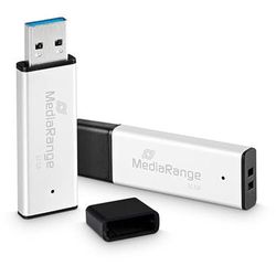MediaRange Chiavetta USB 3.0 ad alte prestazioni da 32 GB, mini USB Flash Drive con alloggiamento in alluminio di alta qualità, espansione di memoria esterna con velocità di lettura fino a 130 MB/s, colore argento
