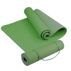 Yogamat, fitnessstudio, pilates, 183 x 61 x 0,6 cm, antislip oppervlak, milieuvriendelijk TPE-tapijt voor aerobic, gymnastiek, groen