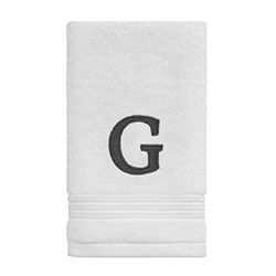 Avanti Linens Asciugamano ricamato con monogramma, 100% cotone, G, bianco/grigio, G