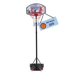 Hudora Suporte de basquetebol All Stars 205 - cesta de basquetebol ajustável em altura com suporte para crianças e adolescentes, cesta de basquetebol exterior móvel para jardim