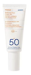 Korre YOGHURT solkräm – Gel SPF 50 för ansiktet, fri från OMC & okttokryler, snabbabsorberande solskydd, 40 ml