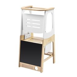 Maxi-Cosi Toucan 3-i-1 justerbart inlärningstorn trä, Montessori Lärande Torn barn, 1,5–99+ år, 10–150 kg, 3 höjder, kan förvandlas till bord och stol, FSC® 100% certifierat trä, Natural Wood