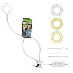 DigiPower DP-VLR3 Anneau Lumineux de 3 Pouces avec Support à Clip, 3 Modes d'éclairage, 10 Niveaux de luminosité et Support Universel pour Smartphone, télécommande sans Fil, Corps Flexible.