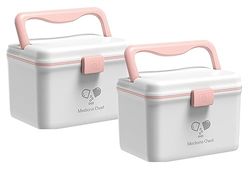 TUKA-i-AKUT 2X 14,6L Caja de Medicamentos 2 Capas, Portátil Botiquín Medicinal con Asa de Transporte, Organizador de Primeros Auxilios, Caja Botiquines Caseros, Hogar al Aire Libre TKD6402-XL Blanco