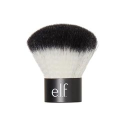 e.l.f., Kabuki - Cepillo facial, pelo sintético, versátil, compacto, aplica bronceador, polvo o iluminador, suave, absorbente, producto húmedo o seco, compacto, tamaño de viaje, 0.6 onzas