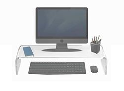 Monitorstandaard, tv-schermen, laptop - 55 x 23 cm - hefhoogte 12 cm - transparant plexiglas - belastbaar tot 40 kg