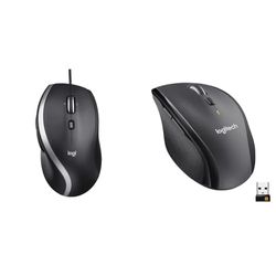 Logitech M500s Mouse con cavo con scorrimento iperveloce avanzato e inclinazione & M705 Marathon Mouse Wireless, Ricevitore USB Unifying 2,4 GHz, 1000 DPI, 5 Pulsanti