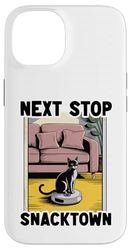 Next Stop Snacktown Cat Robot Vacuum Cleaner Cat Case for iPhone 14