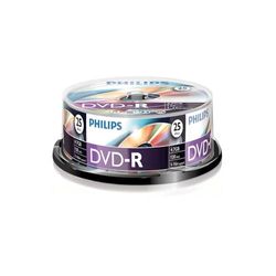 Philips DVD-R blanco (4,7 GB gegevens/120 minuten video, 16x High Speed opname, 25 spindel)