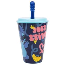 Vaso Infantil Reutilizable con Tapa y Pajita de 430 ml de Stitch