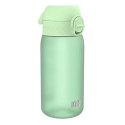 Ion8 Kids Water Bottle, 350 ml/12 oz, Leak Proof, Easy to Open, Secure Lock, Dishwasher Safe, BPA Free, Carry Handle, Hygienic Flip Cover, Easy Clean, Odour Free, Carbon Neutral, Surf Green