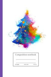 Composition notebook: Christmas tree with white background cover | 6"×9" in, wide lined, 120 pages | perfect for kids, children, Christmas gifts
