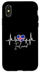 iPhone X/XS Iceland Heartbeat EKG Pulse Iceland Flag Roots Iceland Heart Case