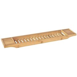 DRW Support Plateau Extensible pour Baignoire en Bois Naturel 70 x 17 x 4,5 cm