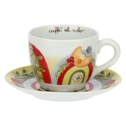 THUN, Tazza Colazione con Piattino in Porcellana, Linea Bosco Magico, Tazza Ø 10.7 cm; Piattino Ø 18.2 cm