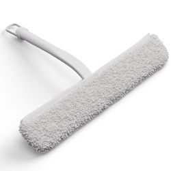 GÜTEWERK shower squeegee white 9 in - incl. chrome suction cup hook - stainless steel core - silicone rubber squeegees for bathroom cleaning - window screen wiper cleaner glass scraper blade showers
