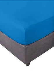 Miracle Home Drap housse élastique doux et confortable en coton 50 % polyester Bleu 180 x 200 cm