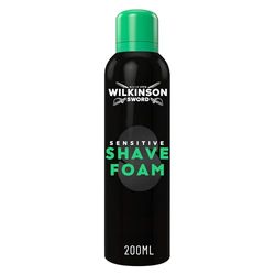 Wilkinson Sword Sensitive Shave Foam, Great Addition to Wash Bags for Men's Grooming, Shaving Foam for Men, Sensitive Skin, 200ml