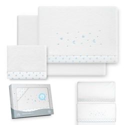 Interbaby - Beddengoedset voor kinderbed, 50 x 80 cm, baby - winterbeddengoed van coralina-stof - model ster maan - bevat lakens + laken + kussensloop
