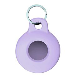 Hoes voor AirTag-sleutelring, beschermende draagbare Airtagsiliconen hoes, krasbestendig, Apple-Dag, sleutelhanger, portemonnee, hoes voor sleutels, bagage, rugzak, halsband voor huisdieren (lila)
