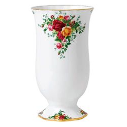 Royal Albert - Vaso antigo país rosas de presente - vaso vintage de porcelana fina - tamanho médio - padrão floral, 22 cm, branco