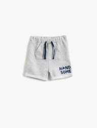 Koton Babyshorts met kangoeroezak met trekkoord, geborduurd detail, grijs (023), 3-4 Jaren